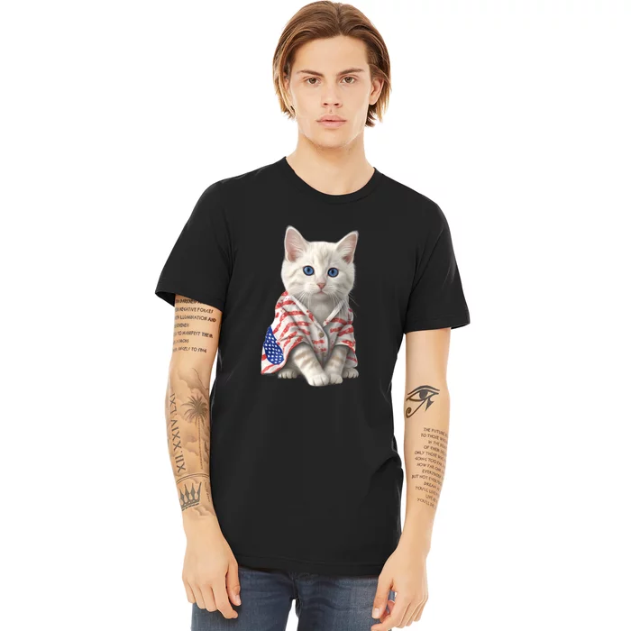 American Cat 4th Of July Cat Patriotic Cats Turkish Angora Kitten Premium T-Shirt