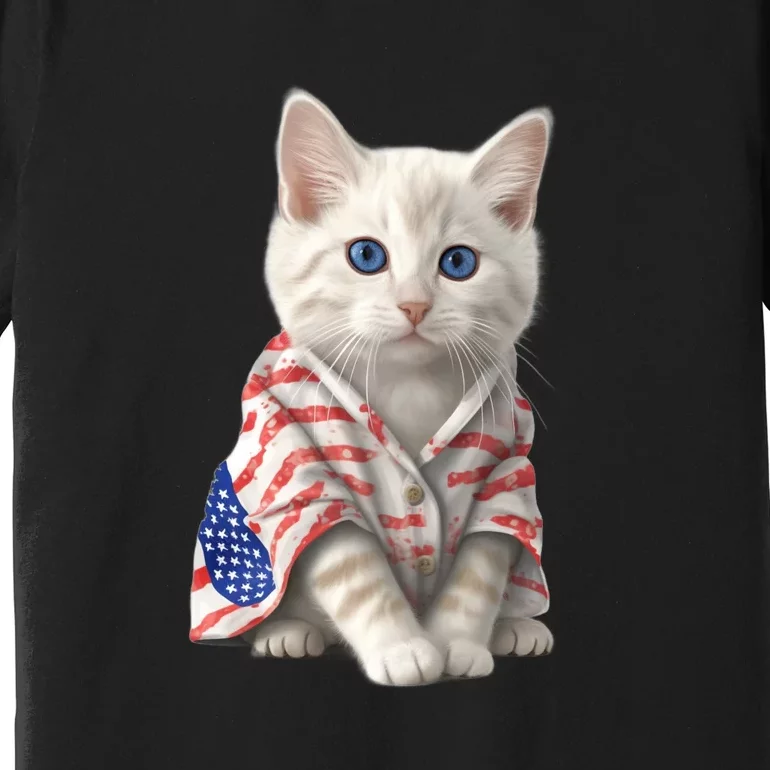 American Cat 4th Of July Cat Patriotic Cats Turkish Angora Kitten Premium T-Shirt