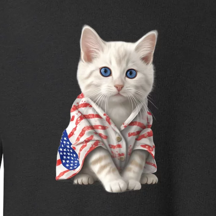 American Cat 4th Of July Cat Patriotic Cats Turkish Angora Kitten Toddler Sweatshirt