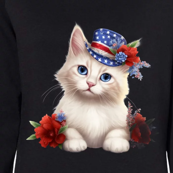 American Cat 4th Of July Cat Patriotic Cats Somali Kitten Womens California Wash Sweatshirt