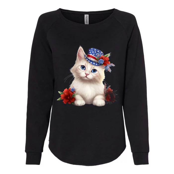 American Cat 4th Of July Cat Patriotic Cats Somali Kitten Womens California Wash Sweatshirt