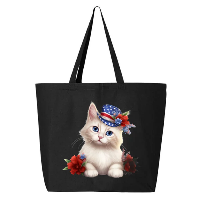 American Cat 4th Of July Cat Patriotic Cats Somali Kitten 25L Jumbo Tote