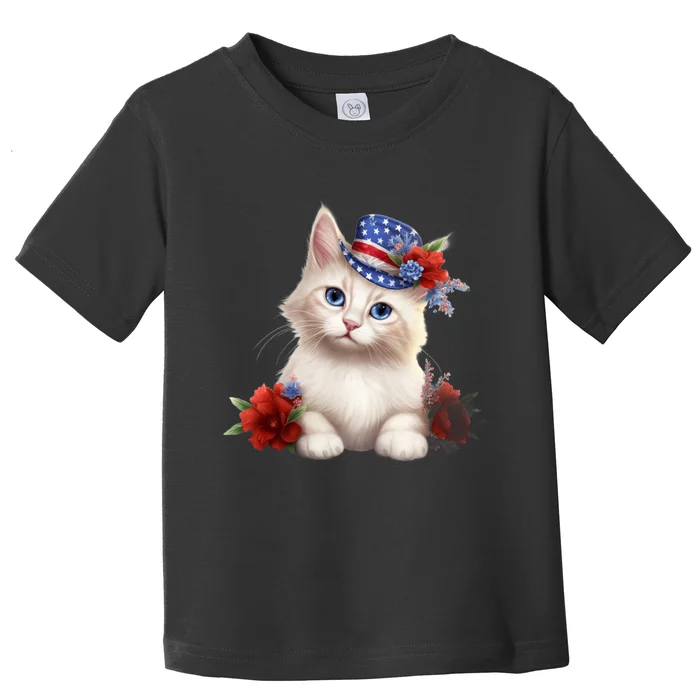 American Cat 4th Of July Cat Patriotic Cats Somali Kitten Toddler T-Shirt