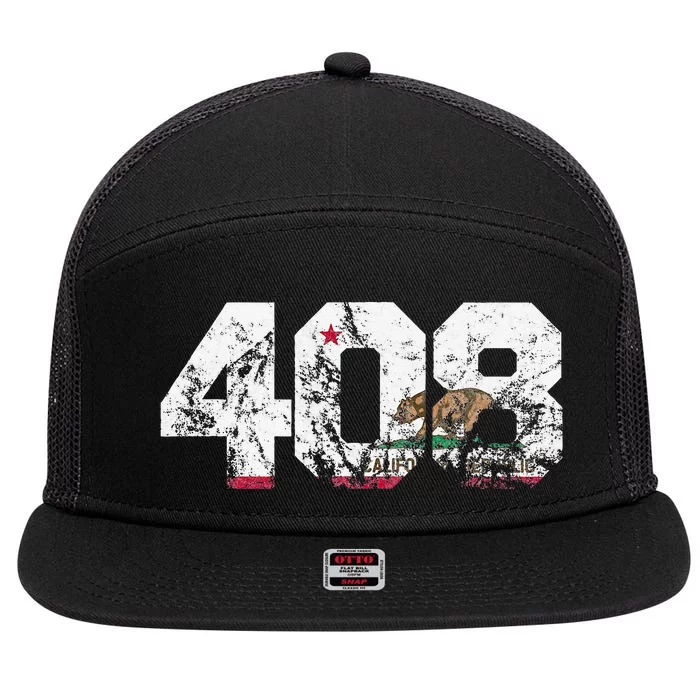 Area Code 408 San Jose California 7 Panel Mesh Trucker Snapback Hat