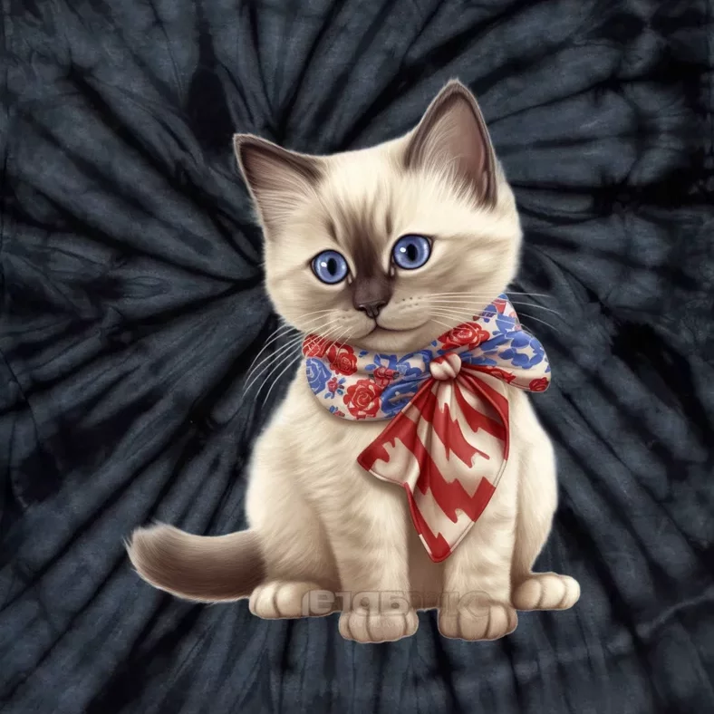 American Cat 4th Of July Cat Patriotic Cats Birman Kitten Tie-Dye T-Shirt