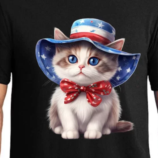 American Cat 4th Of July Cat Patriotic Cats Bombay Kitten Pajama Set