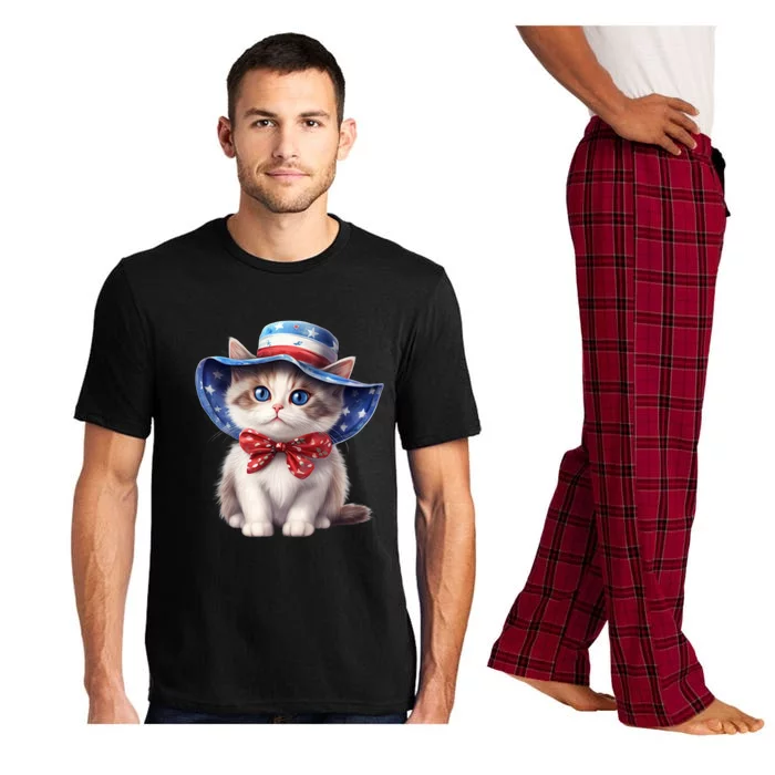 American Cat 4th Of July Cat Patriotic Cats Bombay Kitten Pajama Set