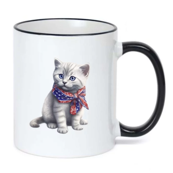 American Cat 4th Of July Cat Patriotic Cats British Shorthair Kitten Black Color Changing Mug