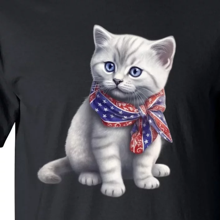 American Cat 4th Of July Cat Patriotic Cats British Shorthair Kitten Tall T-Shirt