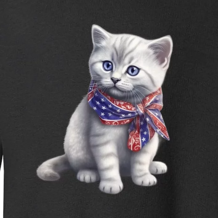 American Cat 4th Of July Cat Patriotic Cats British Shorthair Kitten Toddler Sweatshirt