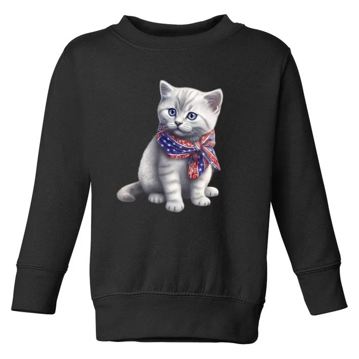 American Cat 4th Of July Cat Patriotic Cats British Shorthair Kitten Toddler Sweatshirt