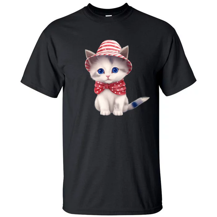 American Cat 4th Of July Cat Patriotic Cats Somali Kitten Tall T-Shirt