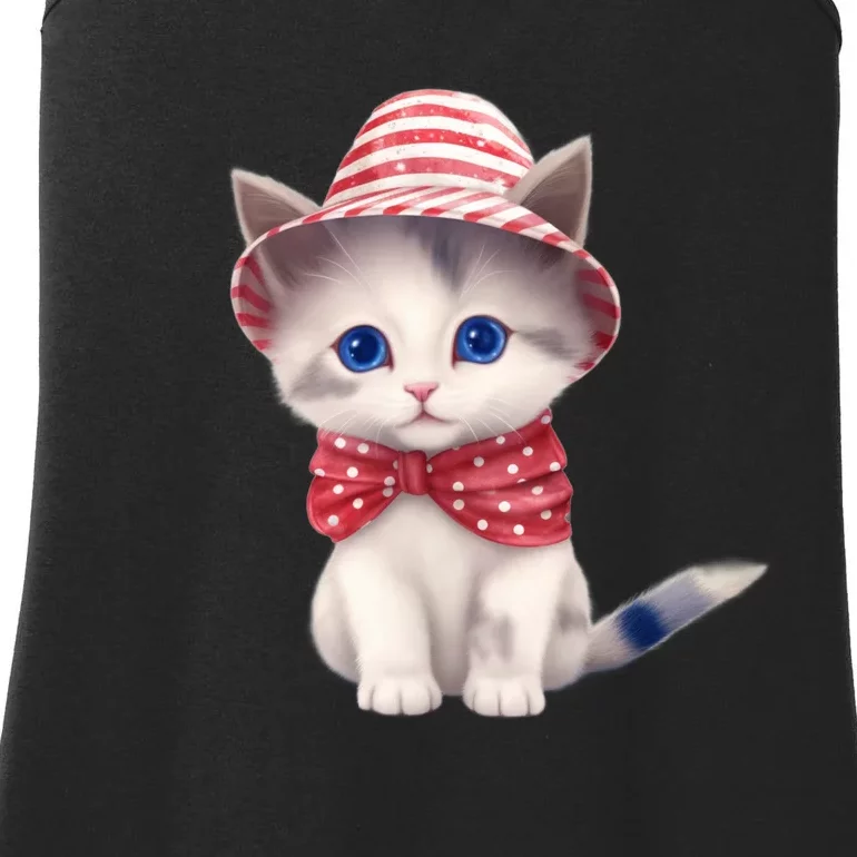 American Cat 4th Of July Cat Patriotic Cats Somali Kitten Ladies Essential Tank