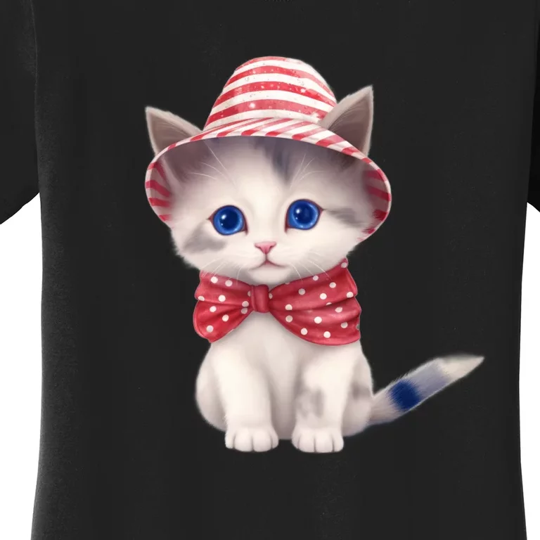 American Cat 4th Of July Cat Patriotic Cats Somali Kitten Women's T-Shirt