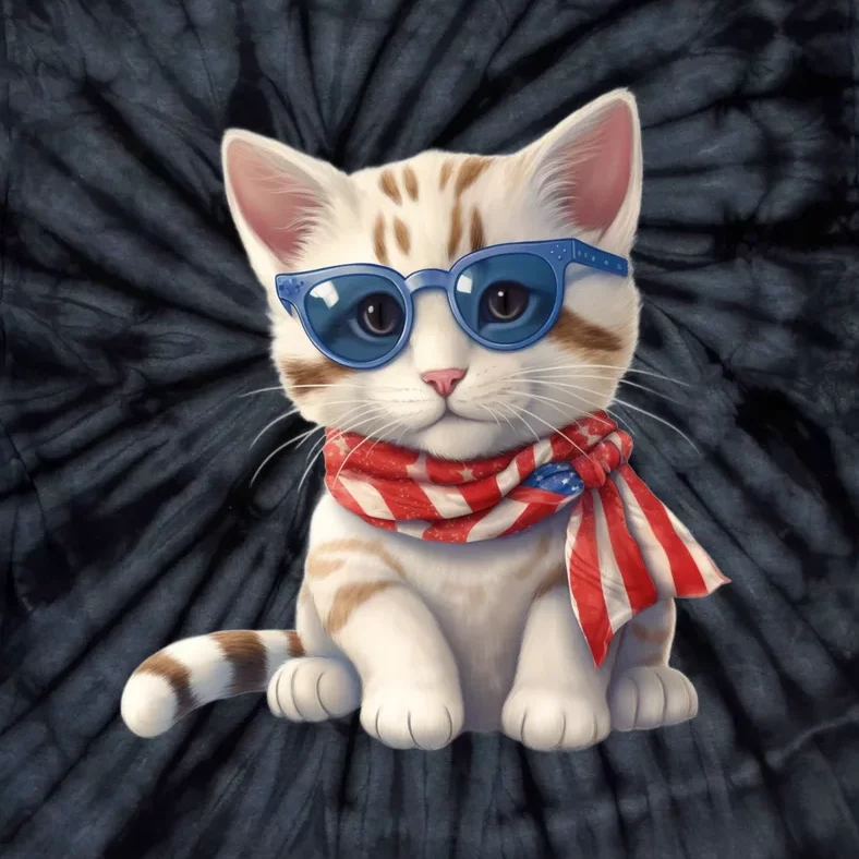 American Cat 4th Of July Cat Patriotic Cats Bengal Kitten Tie-Dye T-Shirt