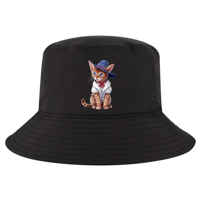 American Cat 4th Of July Cat Patriotic Cats Abyssinian Kitten Cool Comfort Performance Bucket Hat