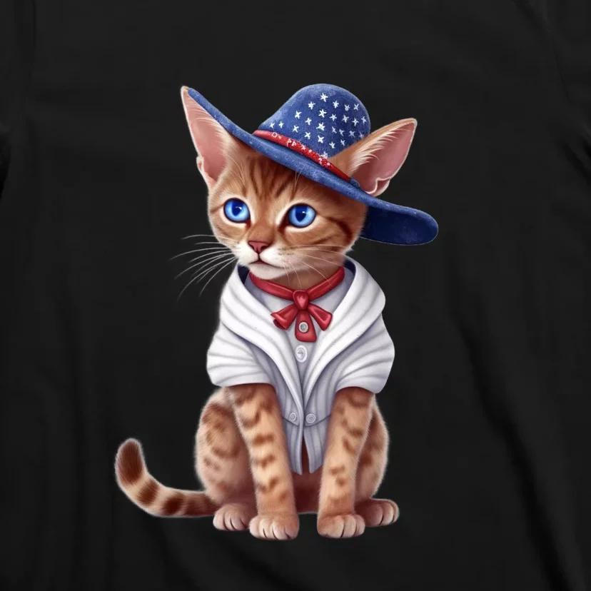 American Cat 4th Of July Cat Patriotic Cats Abyssinian Kitten T-Shirt