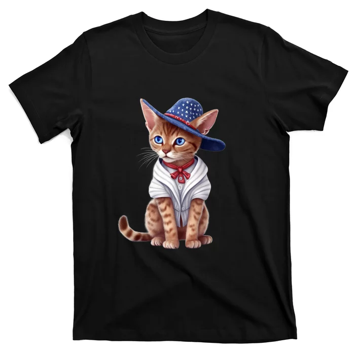 American Cat 4th Of July Cat Patriotic Cats Abyssinian Kitten T-Shirt