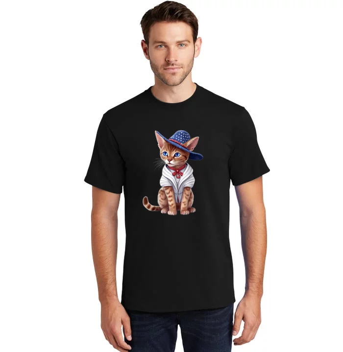 American Cat 4th Of July Cat Patriotic Cats Abyssinian Kitten Tall T-Shirt