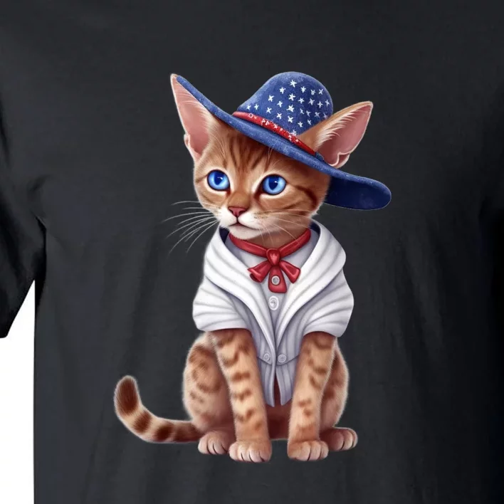 American Cat 4th Of July Cat Patriotic Cats Abyssinian Kitten Tall T-Shirt