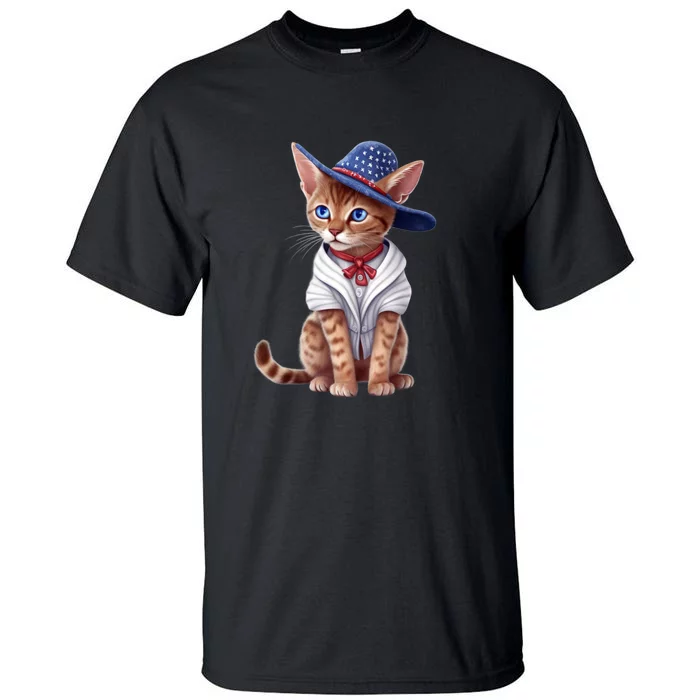 American Cat 4th Of July Cat Patriotic Cats Abyssinian Kitten Tall T-Shirt