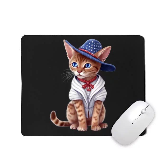 American Cat 4th Of July Cat Patriotic Cats Abyssinian Kitten Mousepad