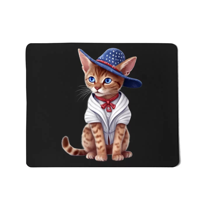 American Cat 4th Of July Cat Patriotic Cats Abyssinian Kitten Mousepad