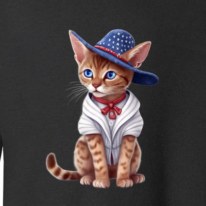 American Cat 4th Of July Cat Patriotic Cats Abyssinian Kitten Toddler Sweatshirt