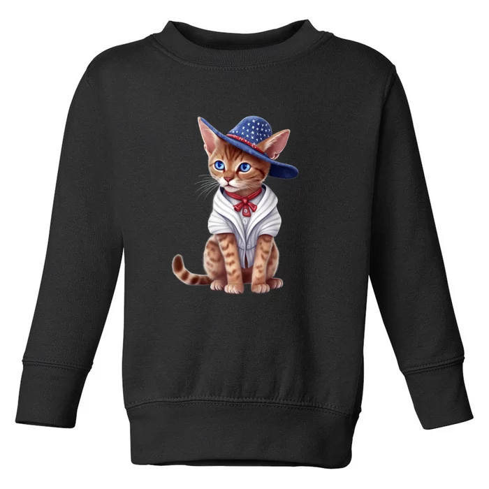 American Cat 4th Of July Cat Patriotic Cats Abyssinian Kitten Toddler Sweatshirt