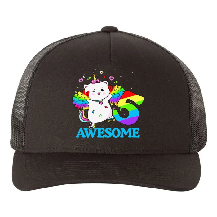 Awesome Caticorn 5th Birthday Unicorn Five Years Old Yupoong Adult 5-Panel Trucker Hat