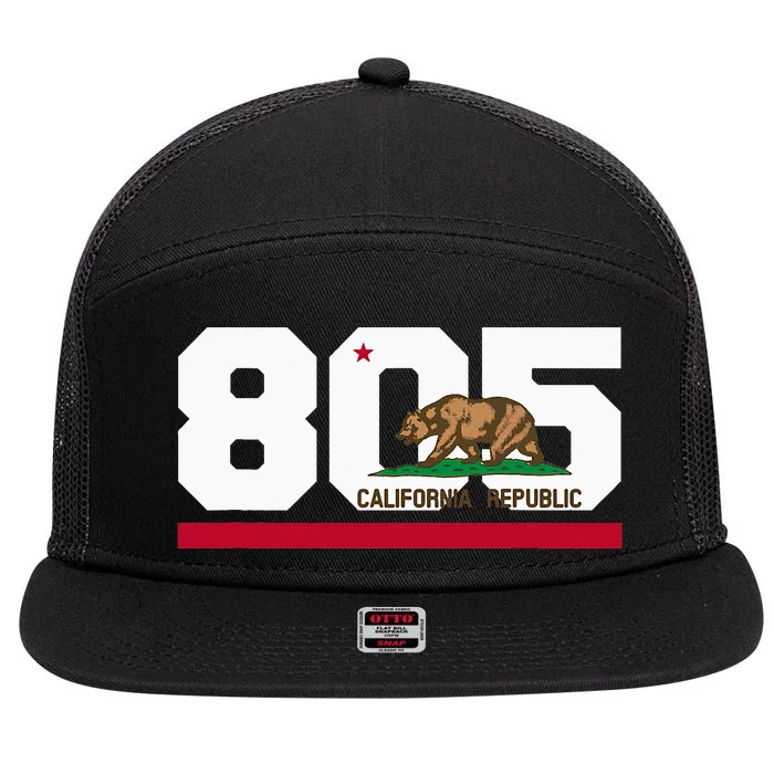 Area Code 805 Santa Barbara California 7 Panel Mesh Trucker Snapback Hat