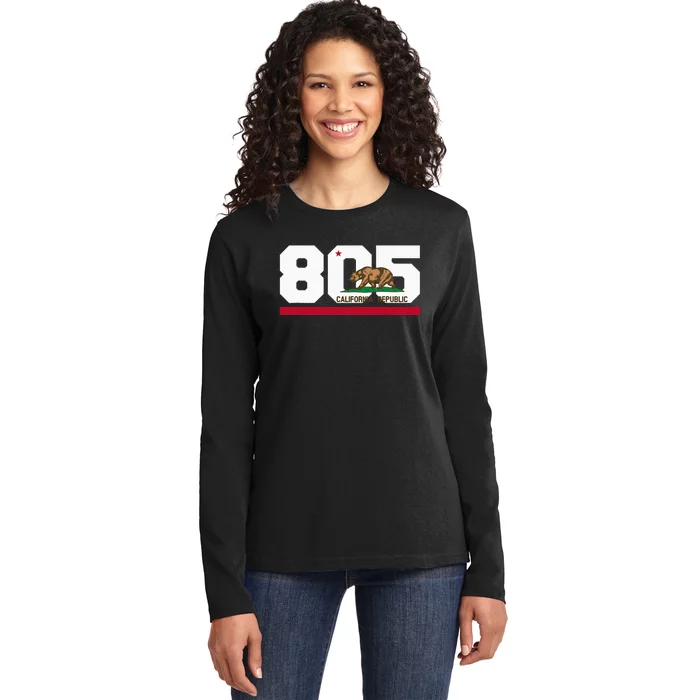 Area Code 805 Santa Barbara California Ladies Long Sleeve Shirt