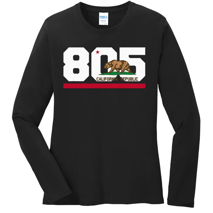 Area Code 805 Santa Barbara California Ladies Long Sleeve Shirt