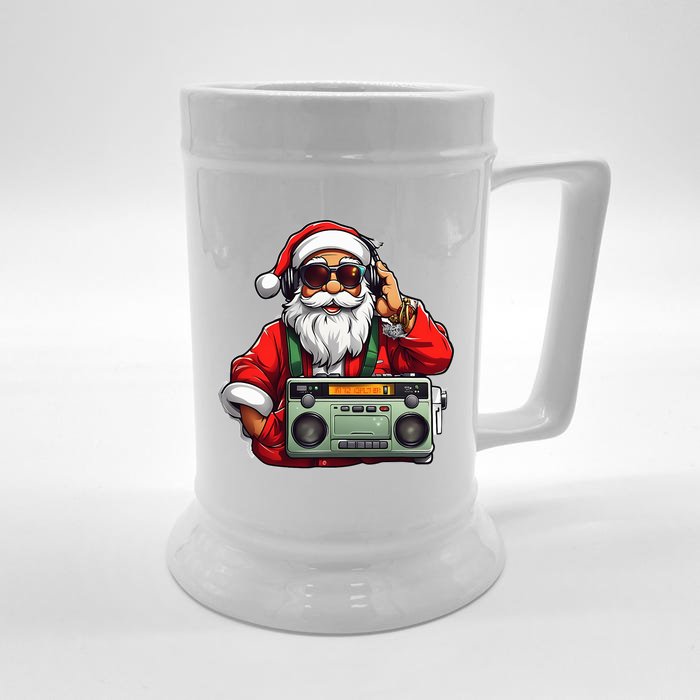 Aesthetic Christmas 90S Hip Hop Radio Santa Boombox Front & Back Beer Stein