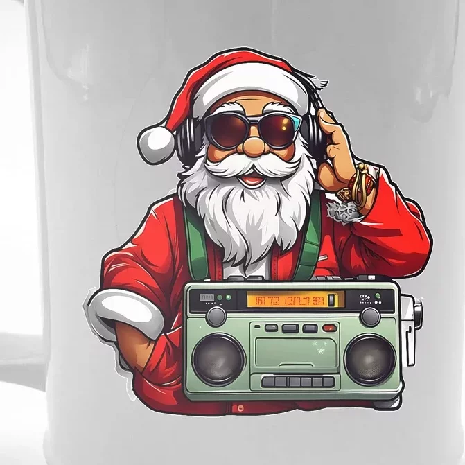 Aesthetic Christmas 90S Hip Hop Radio Santa Boombox Front & Back Beer Stein