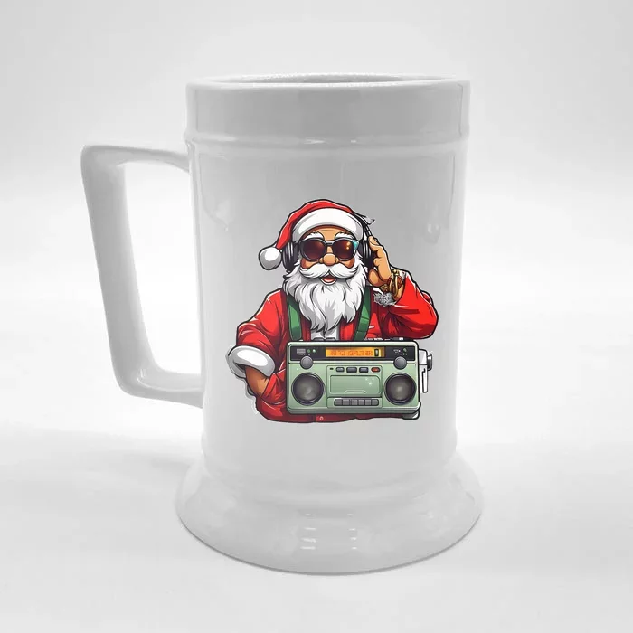 Aesthetic Christmas 90S Hip Hop Radio Santa Boombox Front & Back Beer Stein