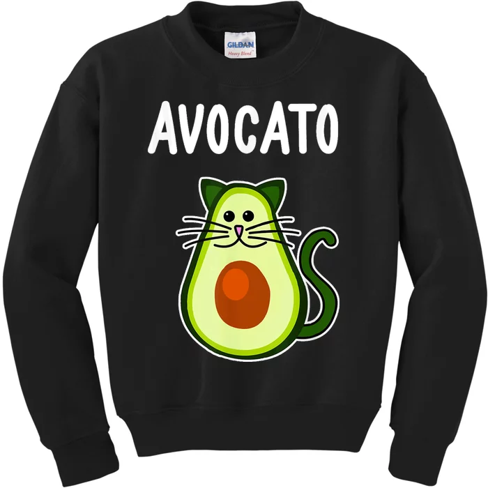 Avocato Cute Avocado Cat Kids Sweatshirt