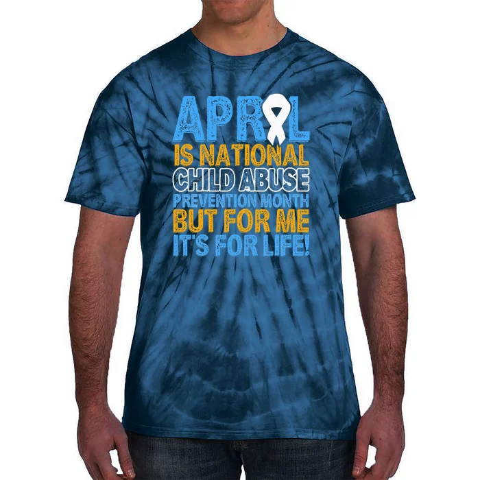 April Child Abuse Prevention Awareness Blue Ribbon Support Tie-Dye T-Shirt