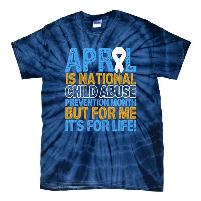 April Child Abuse Prevention Awareness Blue Ribbon Support Tie-Dye T-Shirt