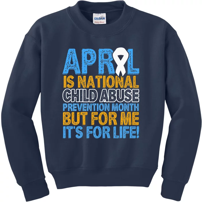 April Child Abuse Prevention Awareness Blue Ribbon Support Kids Sweatshirt