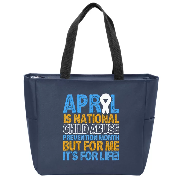 April Child Abuse Prevention Awareness Blue Ribbon Support Zip Tote Bag