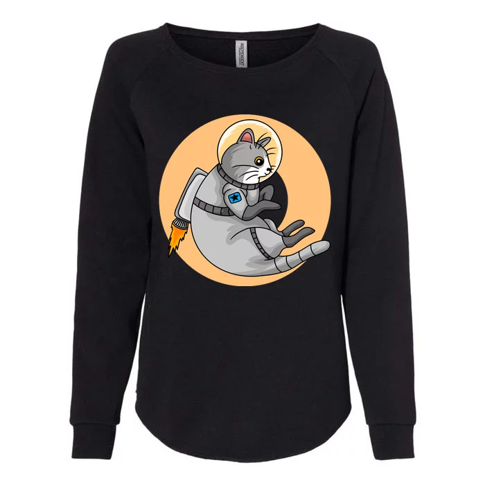 Astronaut Cat Womens California Wash Sweatshirt