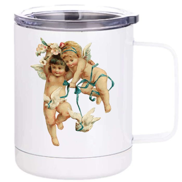 Angelic Cherubs And Doves Cute Gift Front & Back 12oz Stainless Steel Tumbler Cup