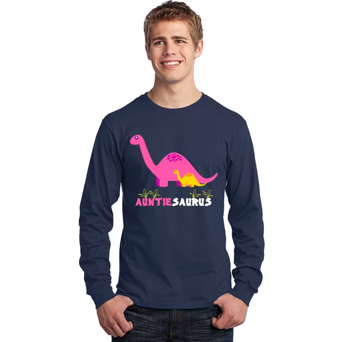 Auntiesaurus Cute Auntie Saurus Dinosaur Aunt Matching Long Sleeve Shirt