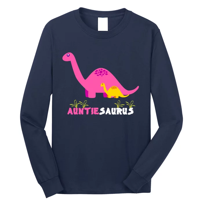 Auntiesaurus Cute Auntie Saurus Dinosaur Aunt Matching Long Sleeve Shirt