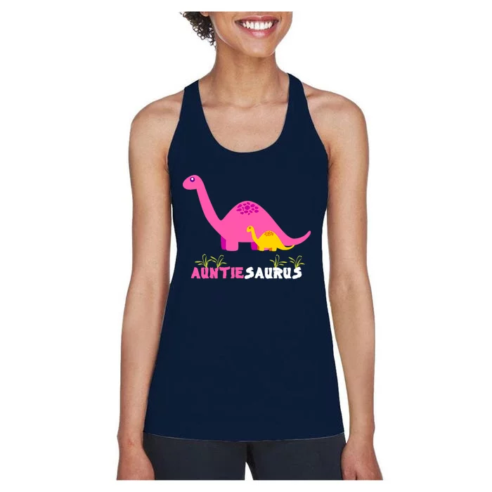 Auntiesaurus Cute Auntie Saurus Dinosaur Aunt Matching Women's Racerback Tank