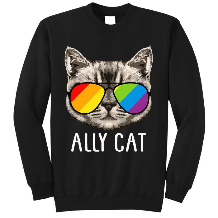 Ally Cat Ally Cat LGBTQ+ LGBT Flag LGBT Ally Cat Sweatshirt