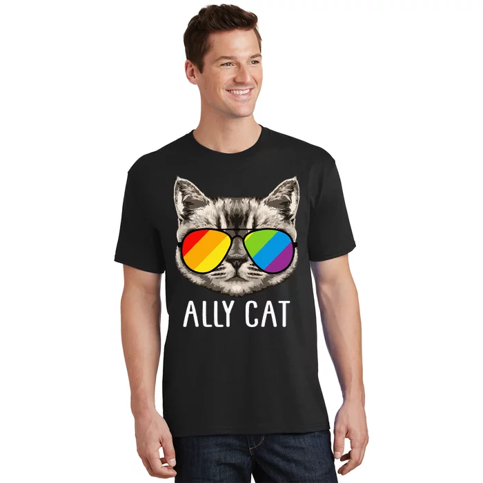 Ally Cat Ally Cat LGBTQ+ LGBT Flag LGBT Ally Cat T-Shirt