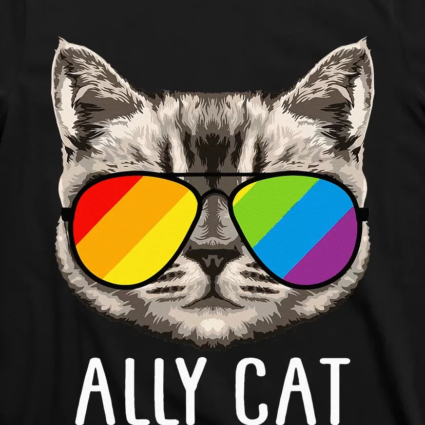 Ally Cat Ally Cat LGBTQ+ LGBT Flag LGBT Ally Cat T-Shirt