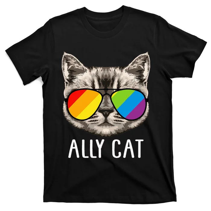 Ally Cat Ally Cat LGBTQ+ LGBT Flag LGBT Ally Cat T-Shirt